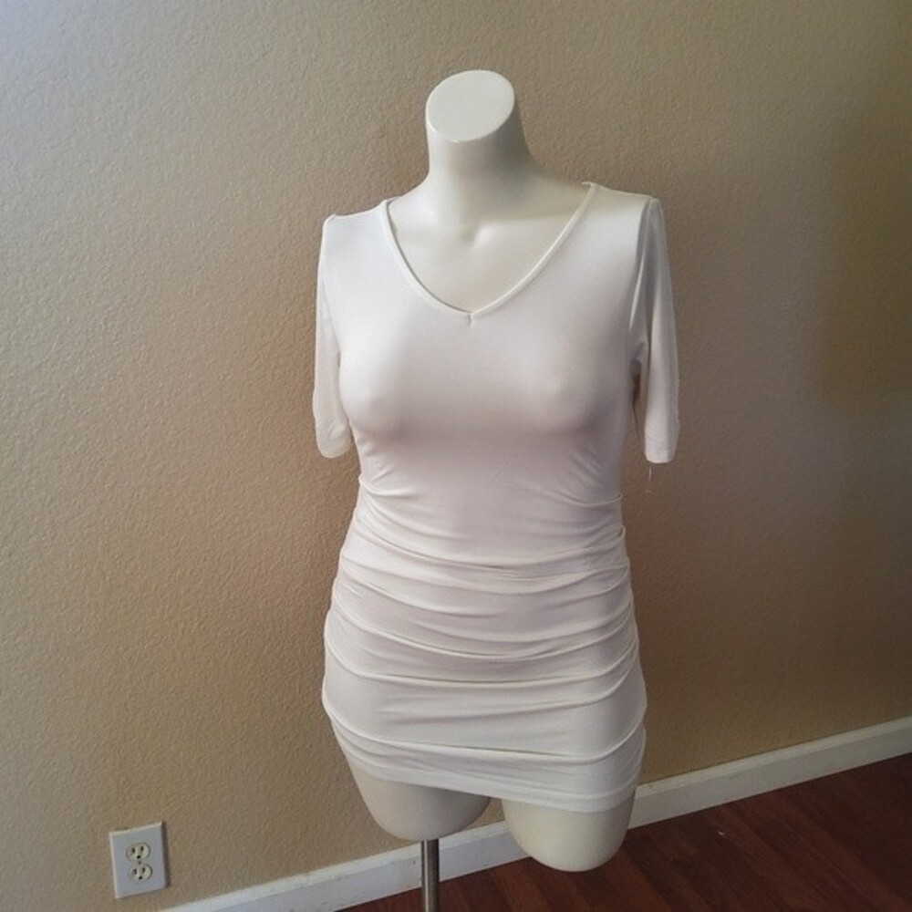 Soft Surroundings Ruched Knit Top M White - Picture 2 of 6